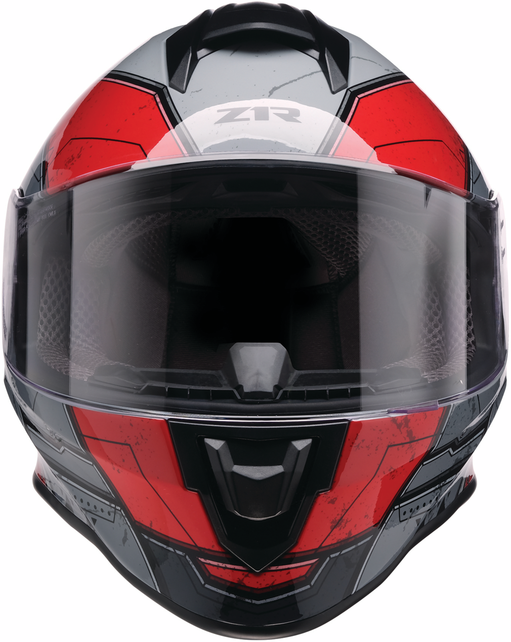 Z1R Youth Warrant 2.0 street full face helmet in black and red, medium size, featuring aerodynamic design and secure chin strap.