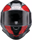Z1R Youth Warrant 2.0 street full face helmet in black and red, medium size, featuring aerodynamic design and secure chin strap.