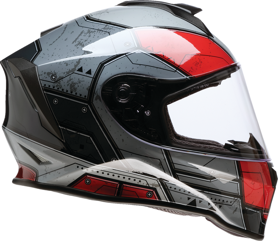 Z1R Youth Warrant 2.0 street full face helmet in black and red, medium size, featuring a child-friendly design and ventilation.