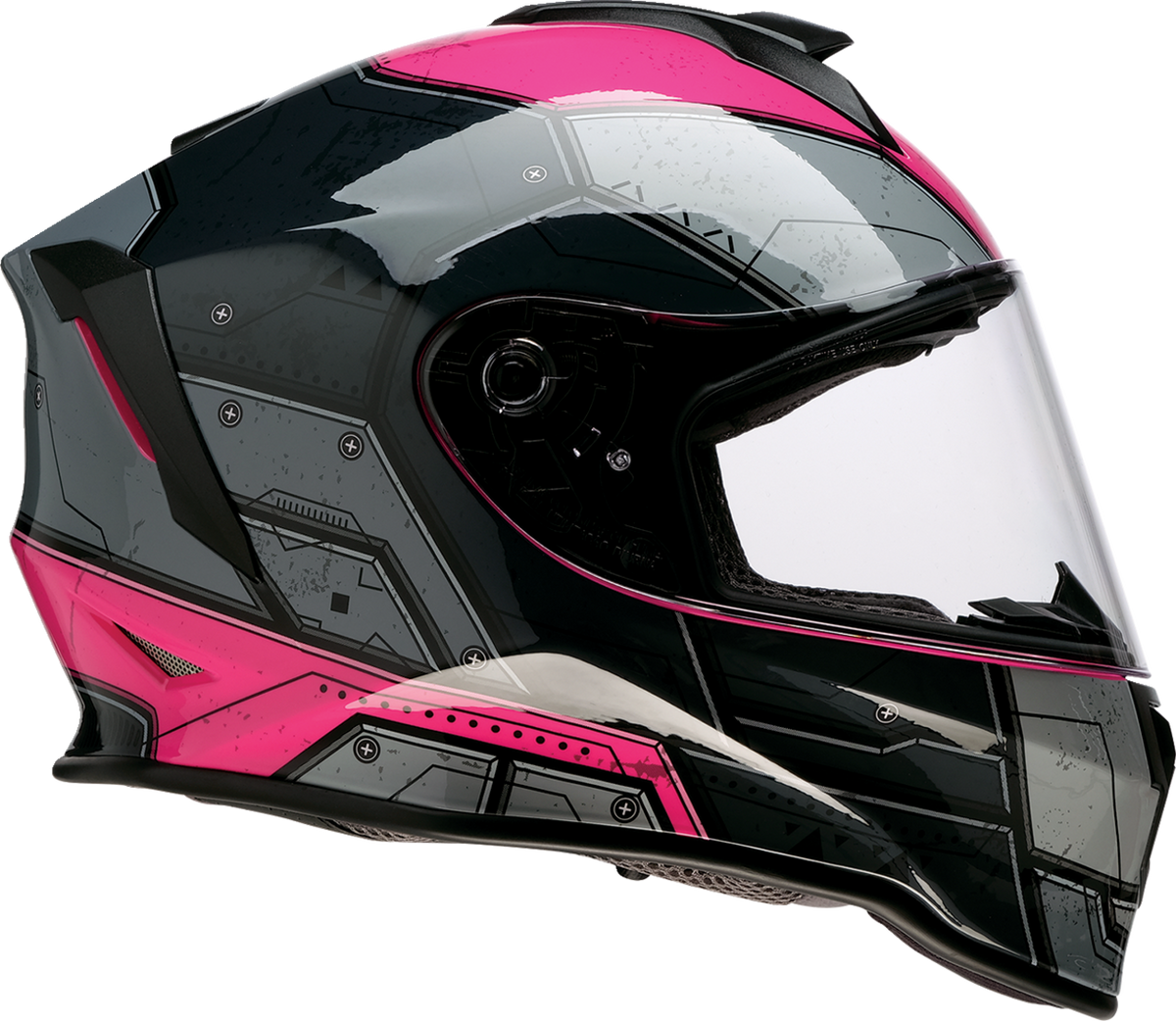 Z1R Youth Warrant 2.0 street full face helmet in black and pink with small size, featuring a sleek design and ventilation.