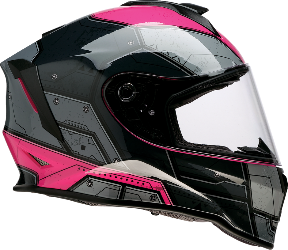 Z1R Youth Warrant 2.0 street full face helmet in black and pink with small size, featuring a sleek design and ventilation.