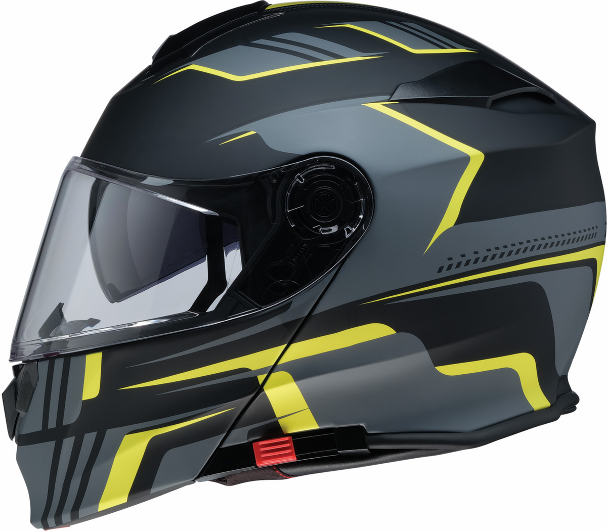 Z1R Solaris 2.0 Slater Hi-Viz modular street full face helmet in medium size, showing the bright high-visibility design and sleek construction.