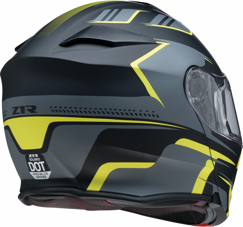 Z1R Solaris 2.0 Slater hi-viz modular street helmet, medium size, with open face and full face design, reflective graphics.