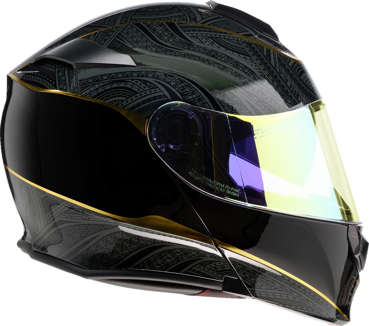 Z1R Solaris 2.0 Notorious black modular full face street helmet with XS size, featuring sleek design and secure chin strap.