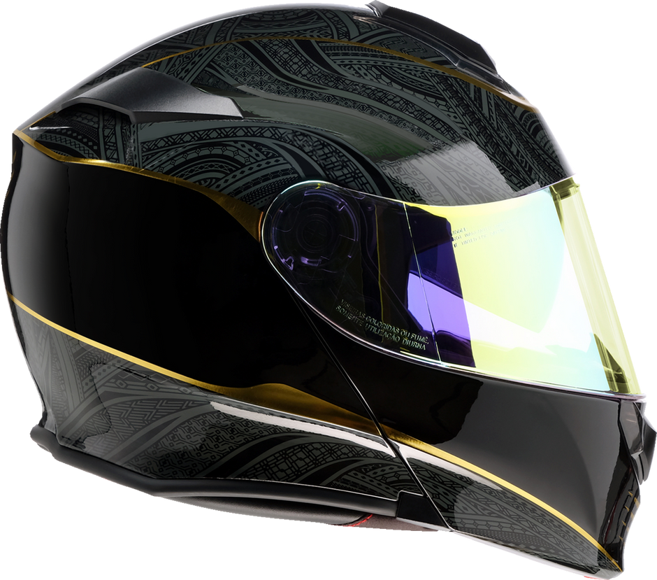 Z1R Solaris 2.0 Notorious black modular full face street helmet with XS size, featuring sleek design and secure chin strap.