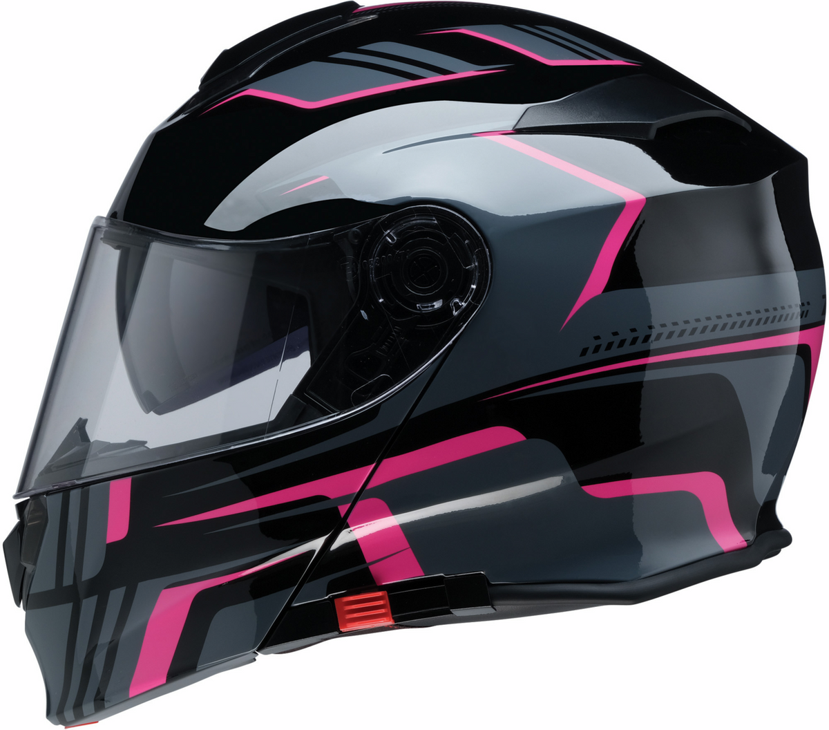 Z1R Solaris 2.0 Slater pink street full face modular helmet with XS size, featuring a sleek design and secure chin strap.