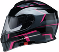 Z1R Solaris 2.0 Slater pink street full face modular helmet with XS size, featuring a sleek design and secure chin strap.