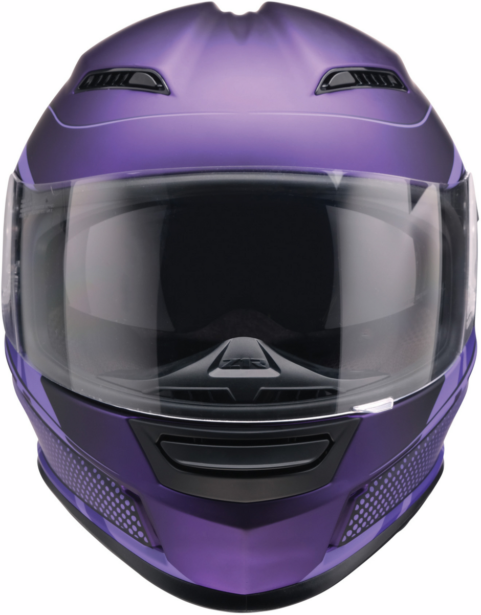 Z1R Jackal street full face helmet in Dark Matter purple with medium size, featuring aerodynamic design and ventilation.