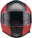 Z1R Warrant full face street helmet in carbon fiber with red accents, XS size, designed for adult motorcycle riders.