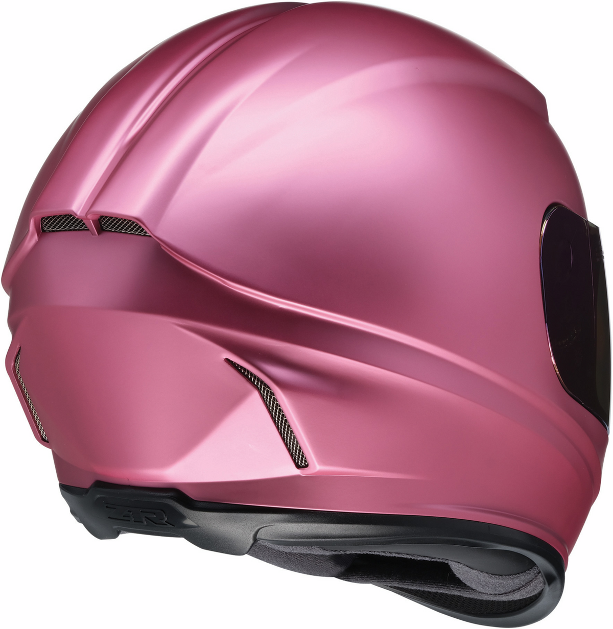 Pink satin Z1R Jackal street full face helmet, adult size XS, showing the sleek design and secure strap system.
