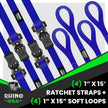 Rhino USA Medium Duty Ratchet Strap Tie-Down 4-Pack (Blue)