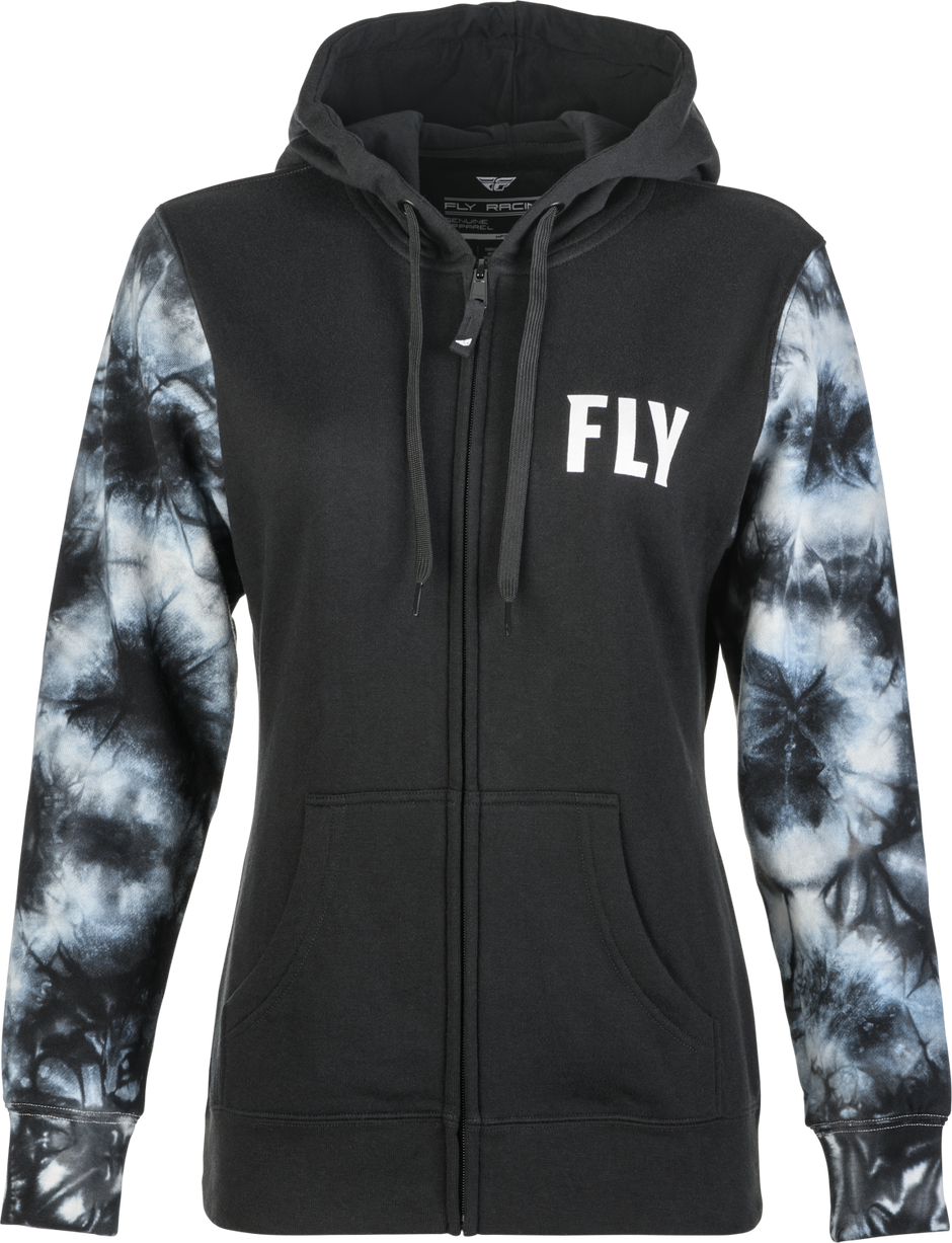 Women's Fly Tie Dye Zip Up Hoodie Black/Grey Xl
