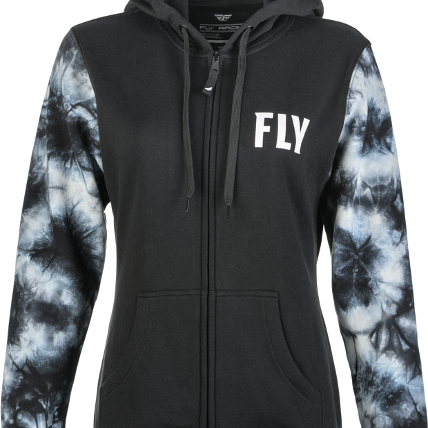 Women's Fly Tie Dye Zip Up Hoodie Black/Grey Xl