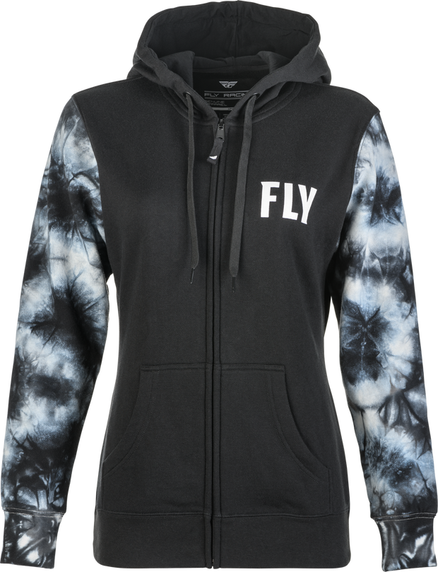 Women's Fly Tie Dye Zip Up Hoodie Black/Grey Xl