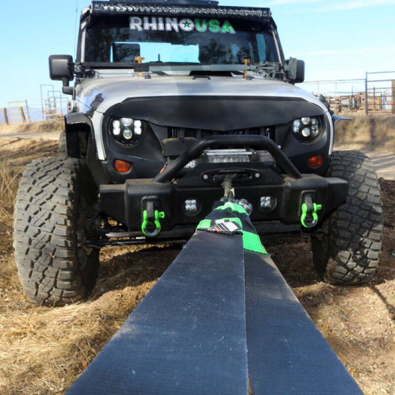 Rhino USA Recovery Tow Strap 4Inx30Ft (Black)