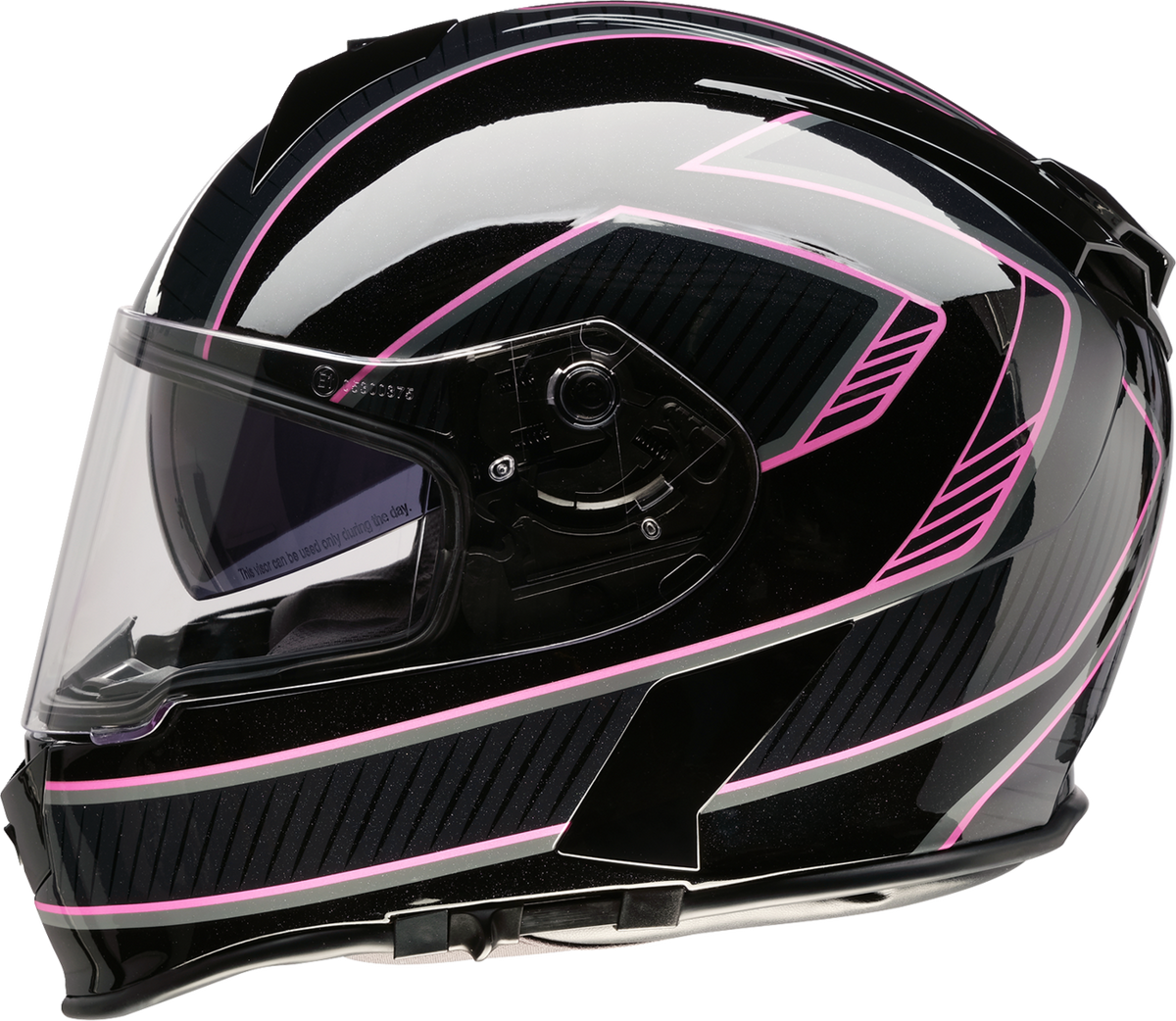 Z1R Warrant Street Full Face Helmet in black and pink, adult XS size, with sleek design and aerodynamic features.