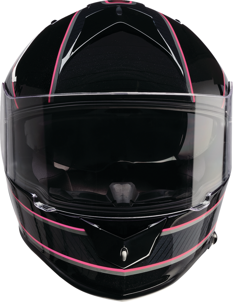 Z1R Warrant Street full face helmet in black and pink, XS size, with sleek design and adjustable strap, for adult motorcycle riders.