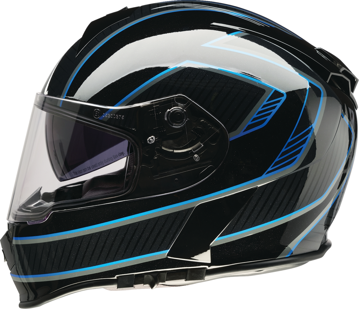 Z1R Warrant Street Full Face Helmet in black and blue, small size, designed for adult motorcycle riders.
