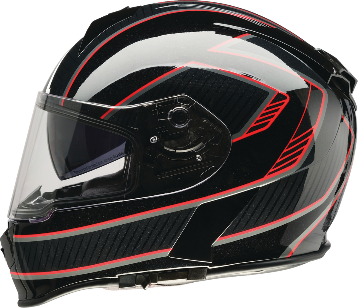 Z1R Warrant street full face helmet in black and red, adult XS size, with aerodynamic design and secure chin strap.