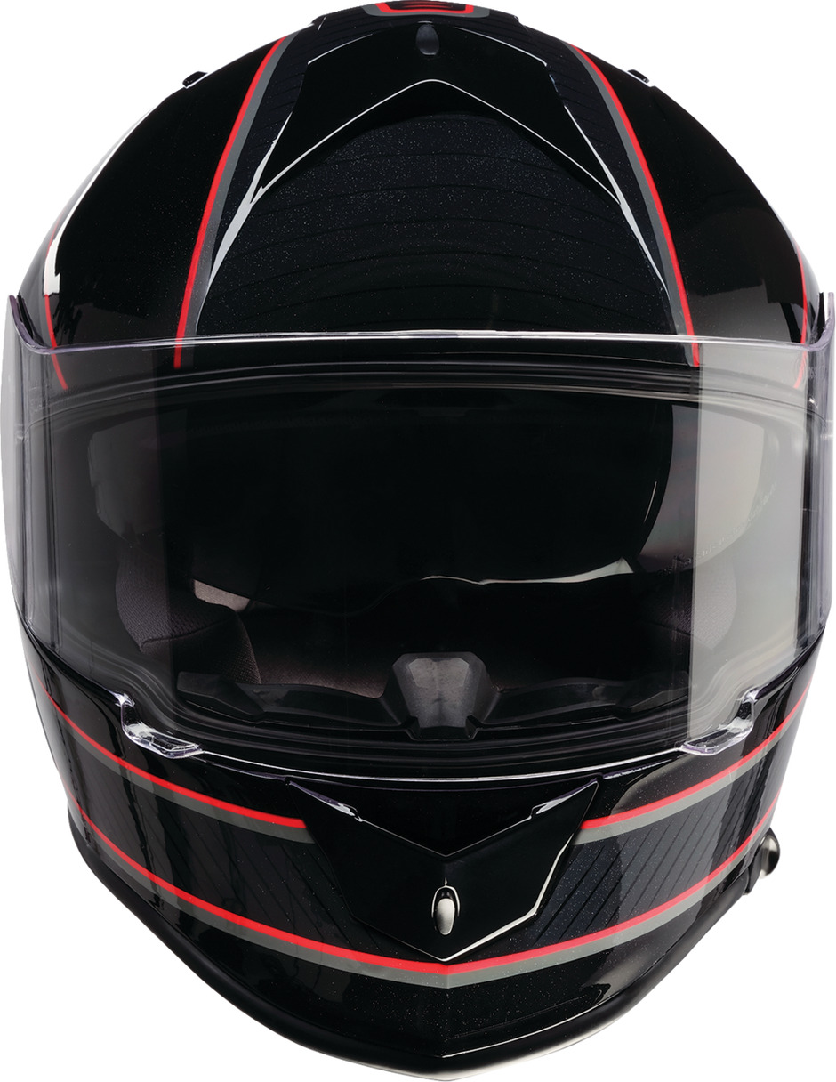 Z1R Warrant street full face helmet in black and red, XS size, with aerodynamic design and secure chin strap.