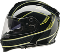 Z1R Warrant street full face helmet in black and Hi-Viz, XS size, featuring aerodynamic design and padded interior.