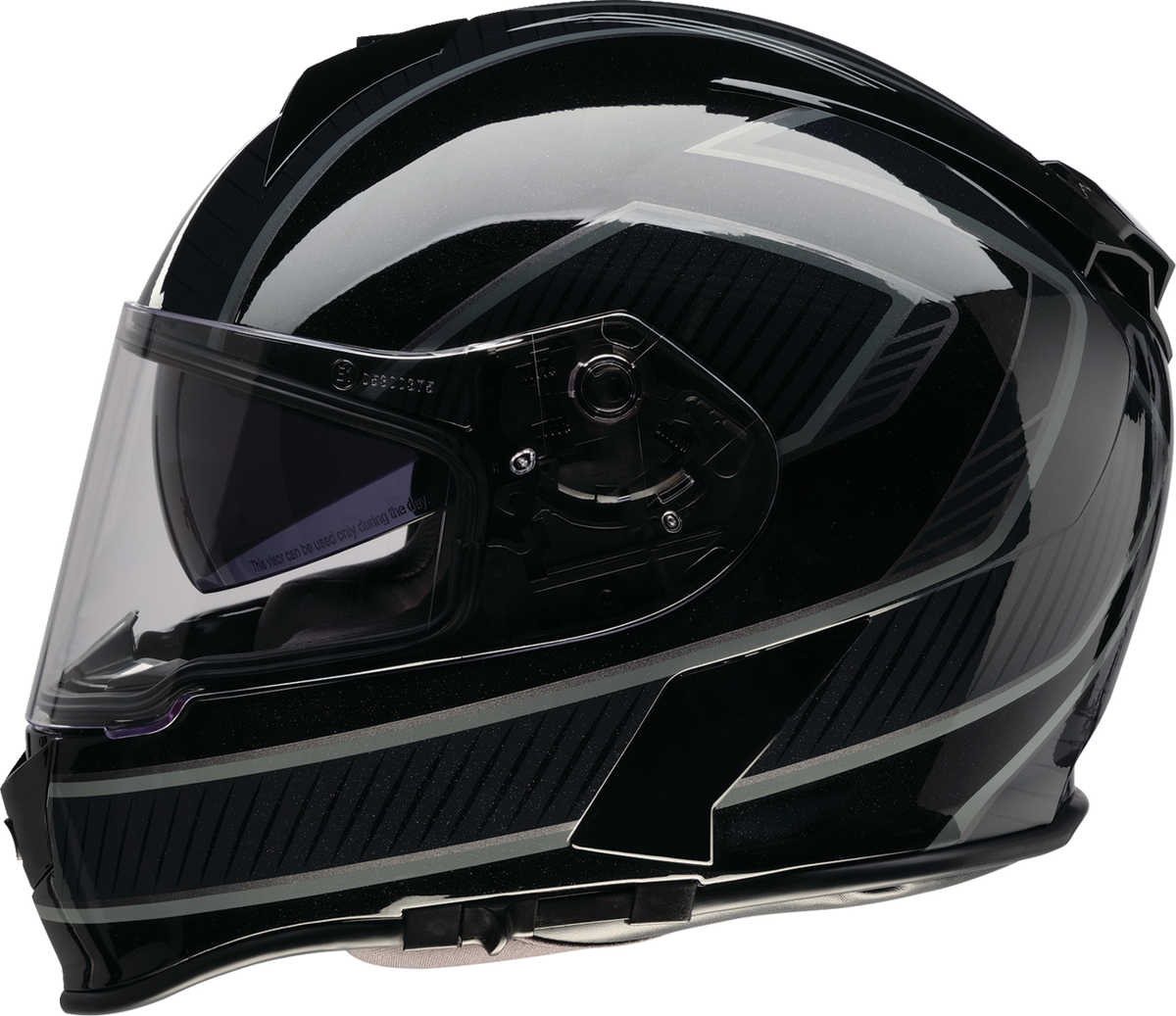 Z1R Warrant Helmet, black and gray street full face helmet for adults, medium size, designed for motorcycle riding.