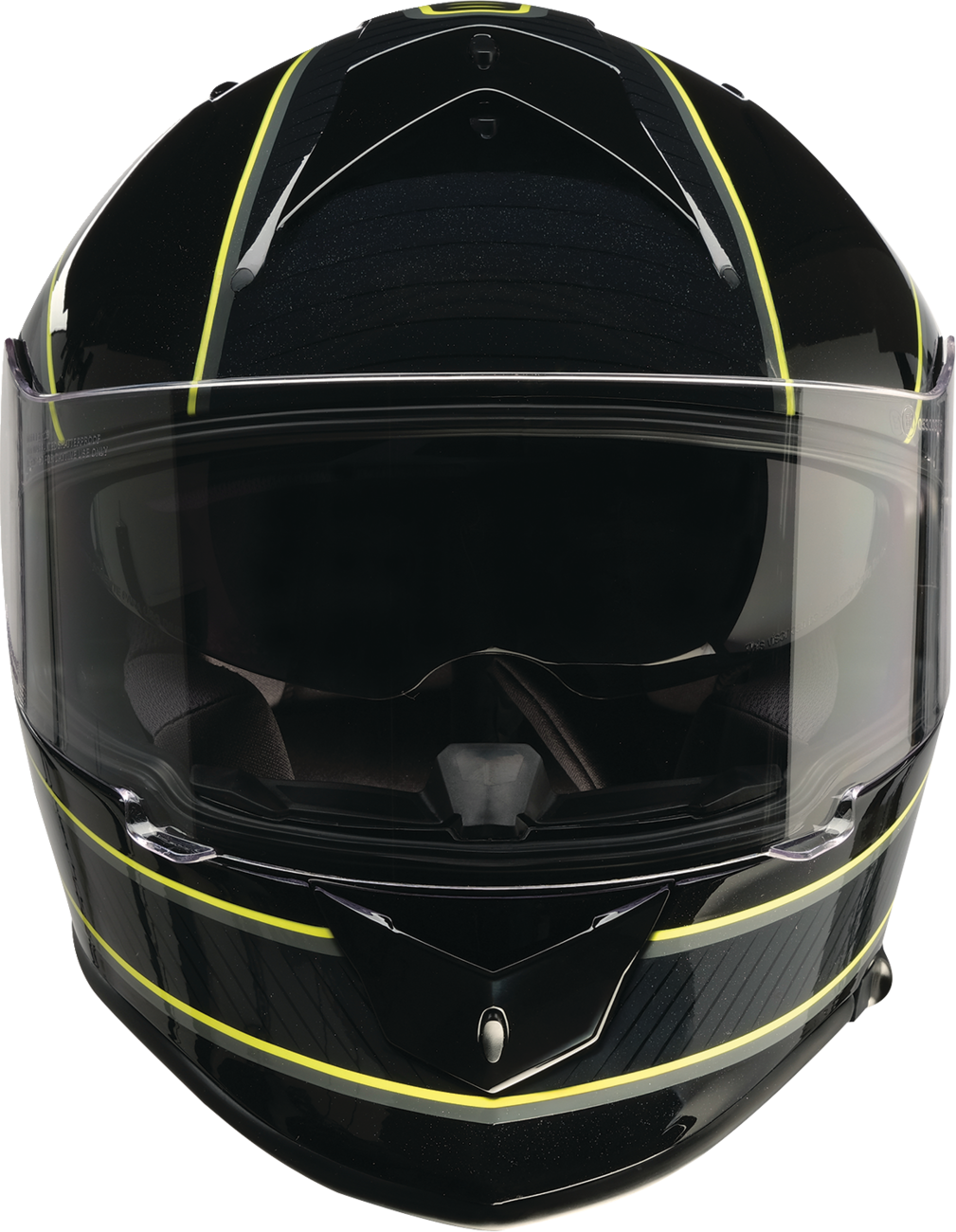 Z1R Warrant street full face helmet in black and hi-viz, adult size XS, featuring aerodynamic design and secure chin strap.