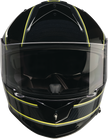 Z1R Warrant street full face helmet in black and hi-viz, adult size XS, featuring aerodynamic design and secure chin strap.