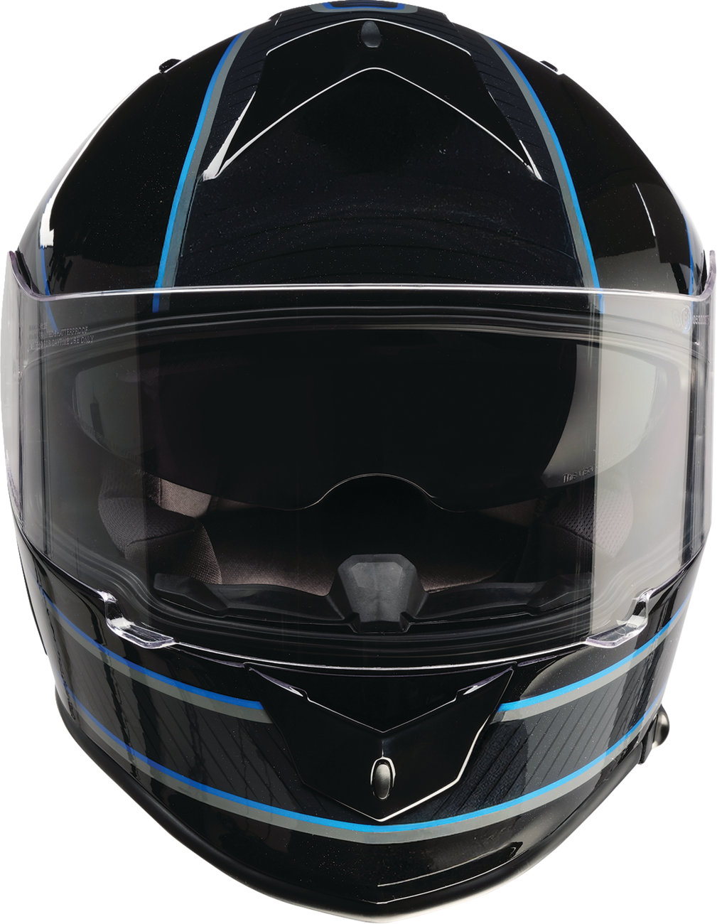 Z1R Warrant Street Full Face Helmet in black and blue, small size, with aerodynamic design and adjustable strap.