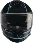 Z1R Warrant Street Full Face Helmet in black and blue, small size, with aerodynamic design and adjustable strap.