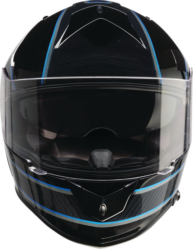 Z1R Warrant Street Full Face Helmet in black and blue, small size, with aerodynamic design and adjustable strap.
