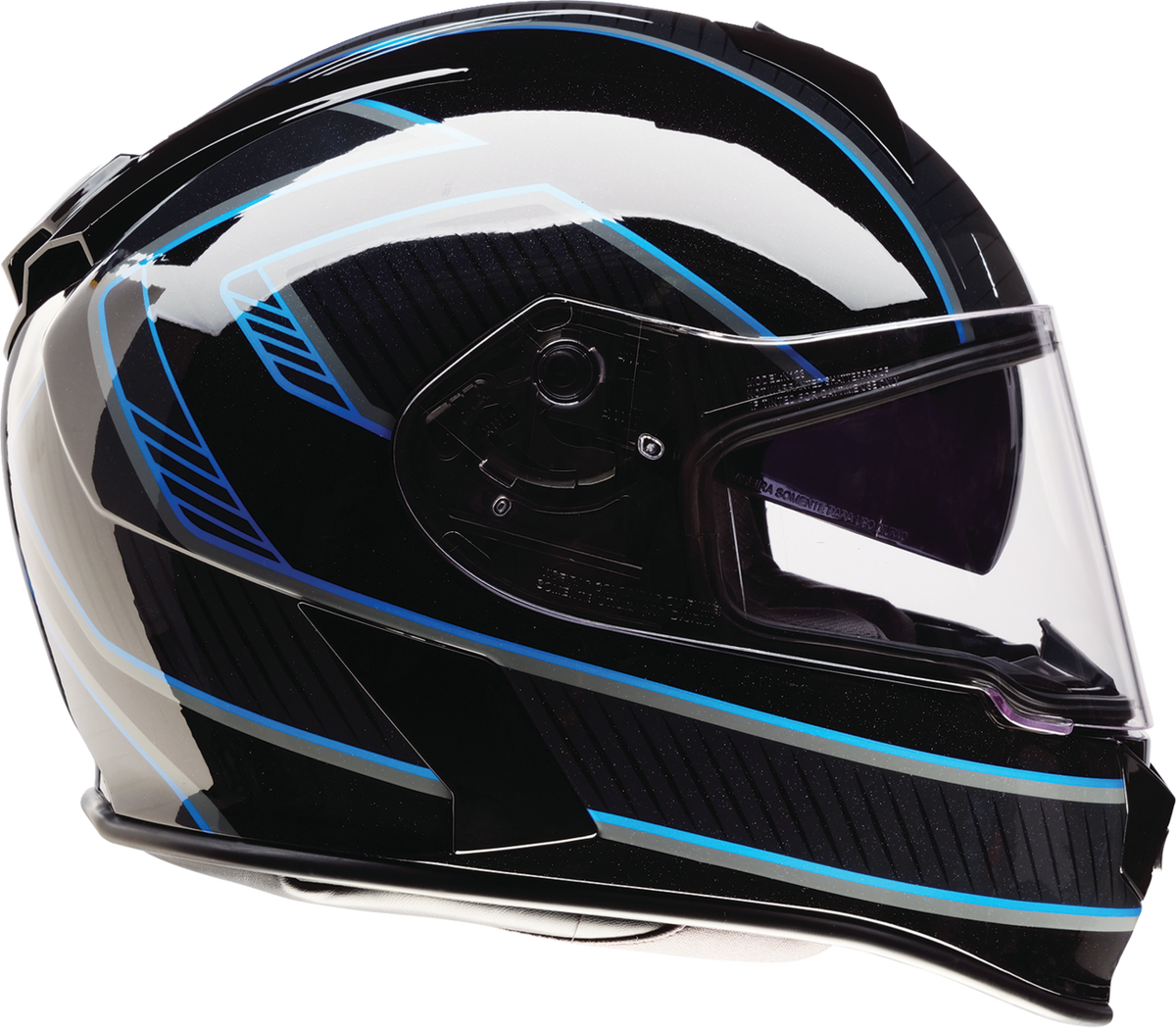 Z1R Warrant street full face helmet in black and blue, small size, with aerodynamic design and clear visor.