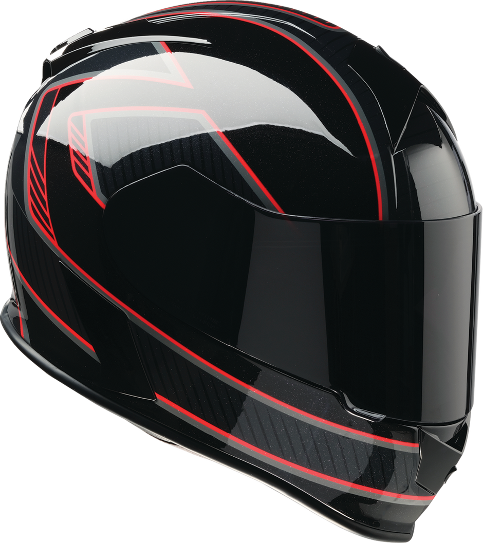 Z1R Warrant Street Full Face Helmet in black and red, adult size XS, with sleek design and aerodynamic shape.