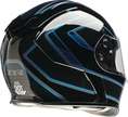 Z1R Warrant street full face helmet in black and blue, small size, with aerodynamic design and secure chin strap.
