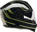 Z1R Warrant street full face helmet in black and hi-viz, XS size, with sleek design and aerodynamic shape.