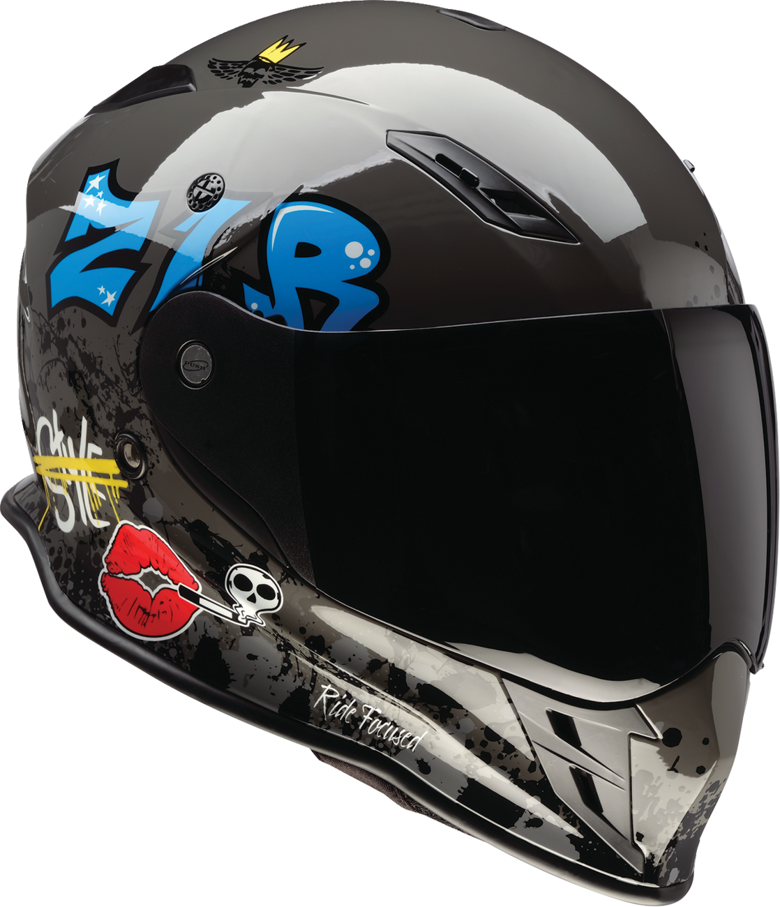 Gray Z1R Nemesis street full face helmet for adults, large size, with vented design and aerodynamic shape.