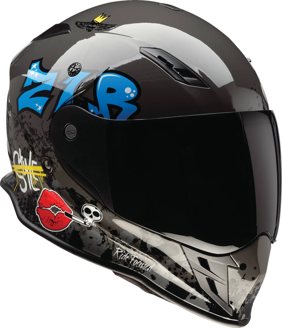 Gray Z1R Nemesis street full face helmet for adults, large size, with vented design and aerodynamic shape.