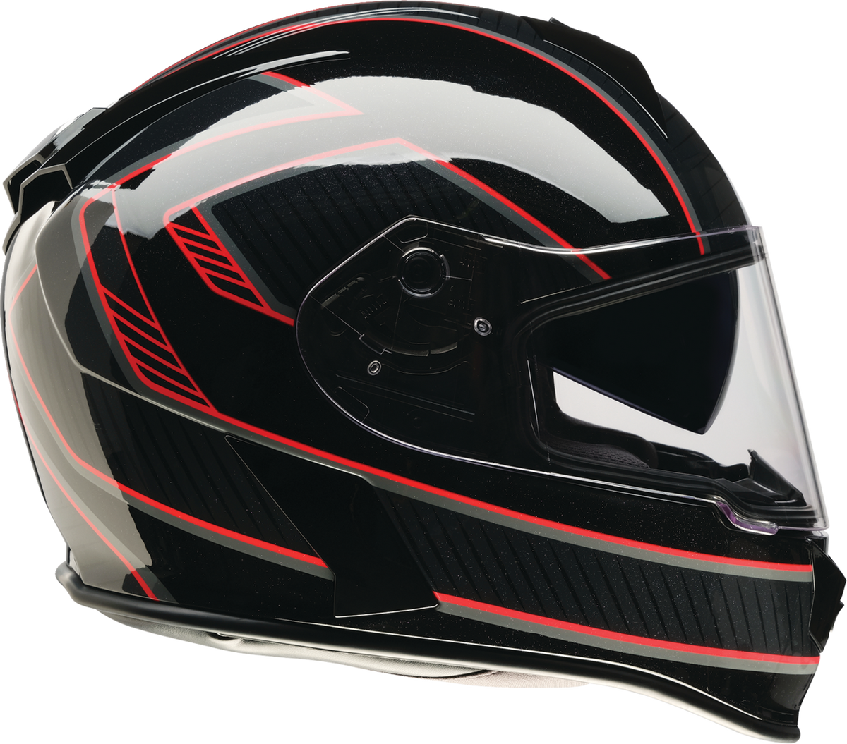 Z1R Warrant street full face adult helmet in black and red, XS size, with aerodynamic design and secure chin strap.
