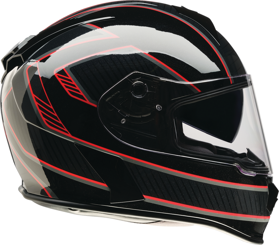 Z1R Warrant street full face adult helmet in black and red, XS size, with aerodynamic design and secure chin strap.