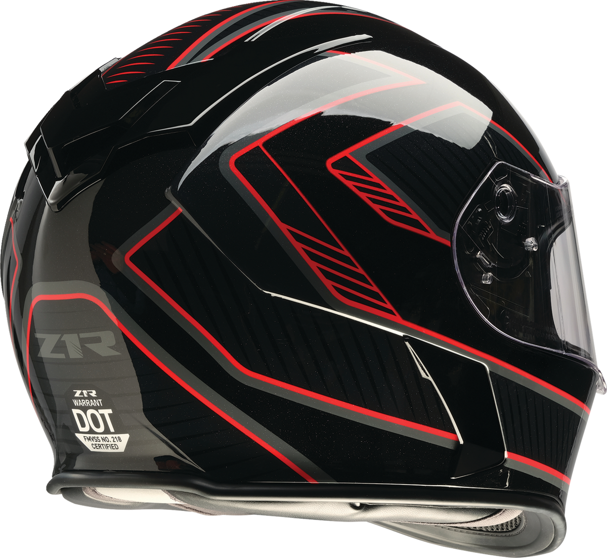 Z1R Warrant Street Full Face Helmet in black and red, adult XS size, with sleek aerodynamic design and clear visor.