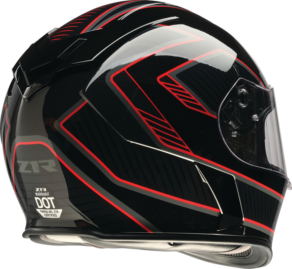 Z1R Warrant Street Full Face Helmet in black and red, adult XS size, with sleek aerodynamic design and clear visor.