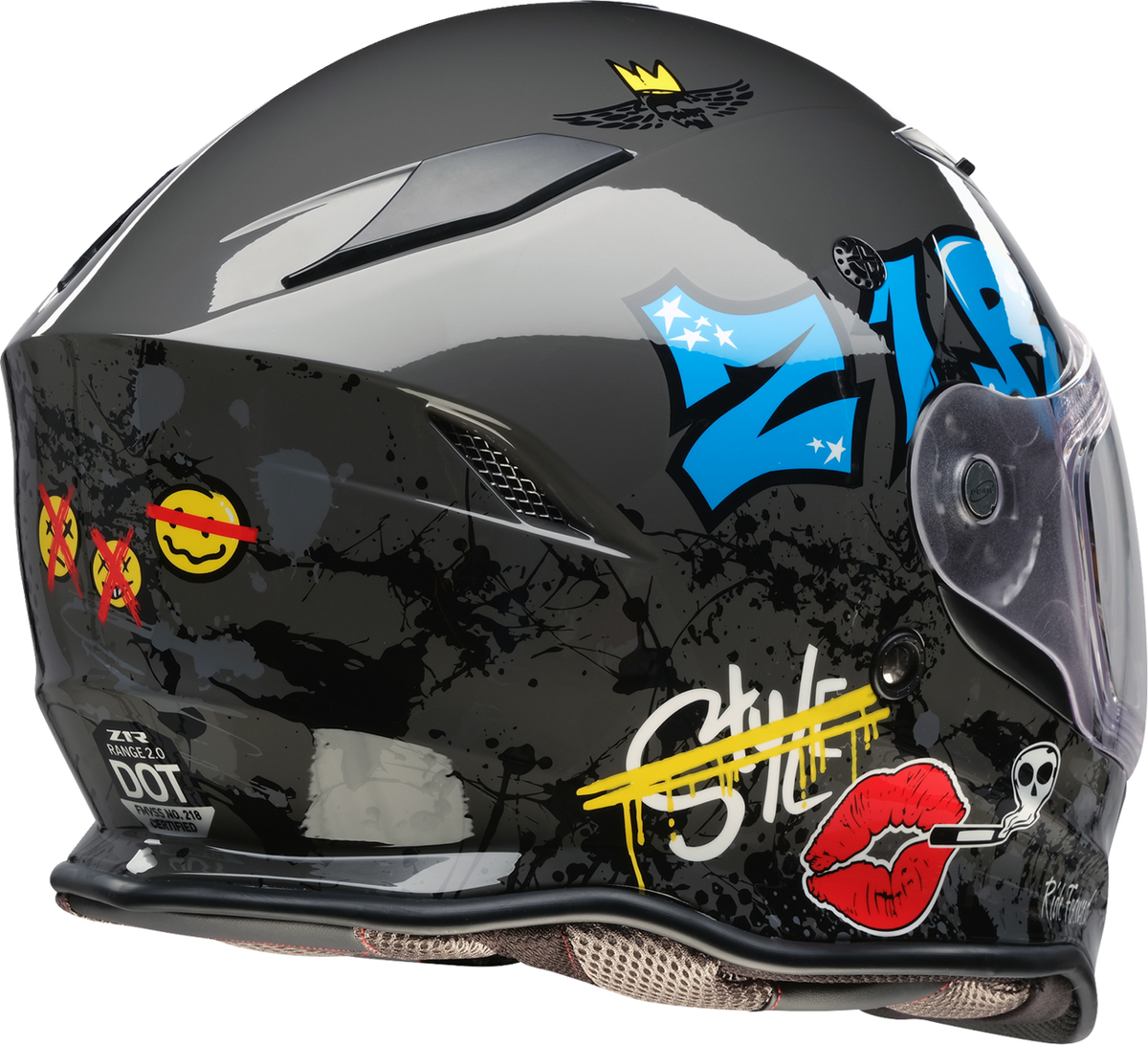 Gray Z1R Nemesis street full-face adult helmet in large size, featuring a sleek design and secure chin strap.