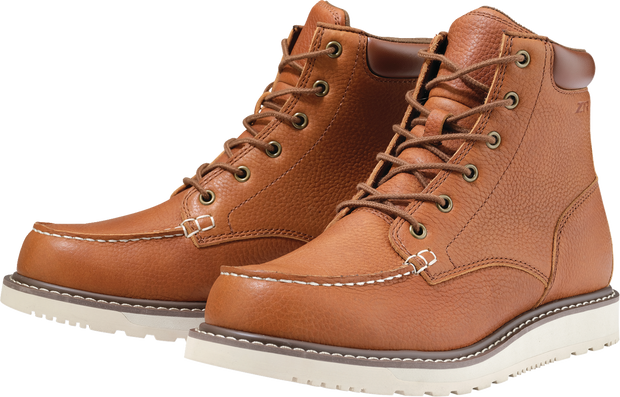 Brown Z1R Workboots in US size 7 with sturdy leather construction and rugged design, ideal for work and outdoor activities.