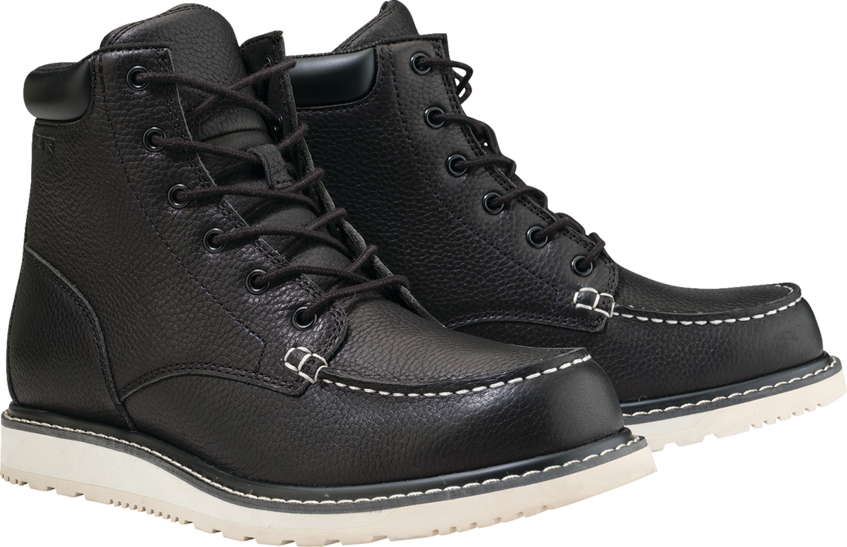 Black Z1R Z1R Workboots in US size 7, featuring durable leather construction and sturdy sole for industrial work environments.