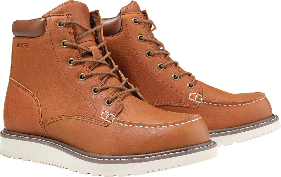 Brown Z1R workboots in US size 7 with sturdy leather construction and rugged sole, designed for durability and safety.