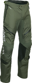 THOR Terrain over-the-boot ATV pants in army and charcoal color, US size 30, designed for offroad riding and durability.