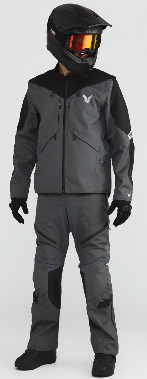 THOR Terrain over-the-boot ATV pants in charcoal color, US size 36, with durable offroad riding features.