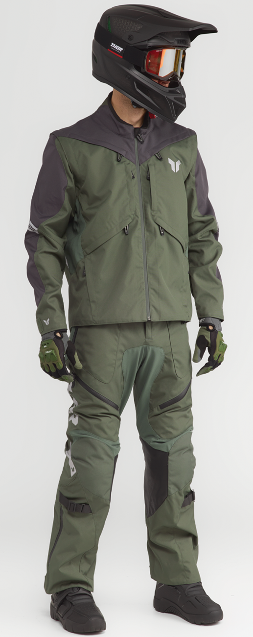 THOR Terrain over-the-boot ATV pants in army/charcoal color, US size 30, offroad off-road riding gear.