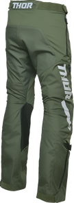 THOR Terrain over-the-boot ATV pants in army and charcoal, US size 30, designed for off-road riding and durability.