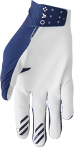 THOR Sportmode Iconic gloves in navy and white, XS size, featuring a snug fit and durable design for motorcycle riding.